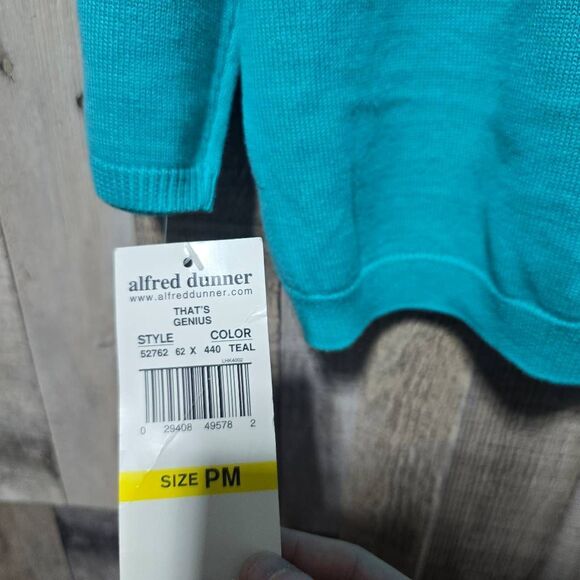 Alfred Dunner Knit Pullover Sweater Turquoise Butterflies Sequin Embroidery NWT - Picture 5 of 6
